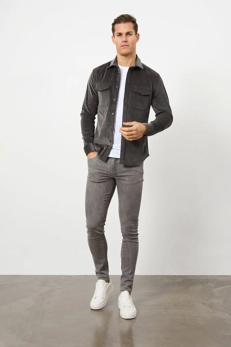 Cord Overshirt in Charcoal