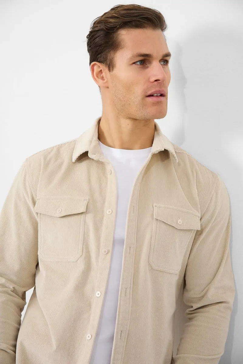 Cord Overshirt in Winter White