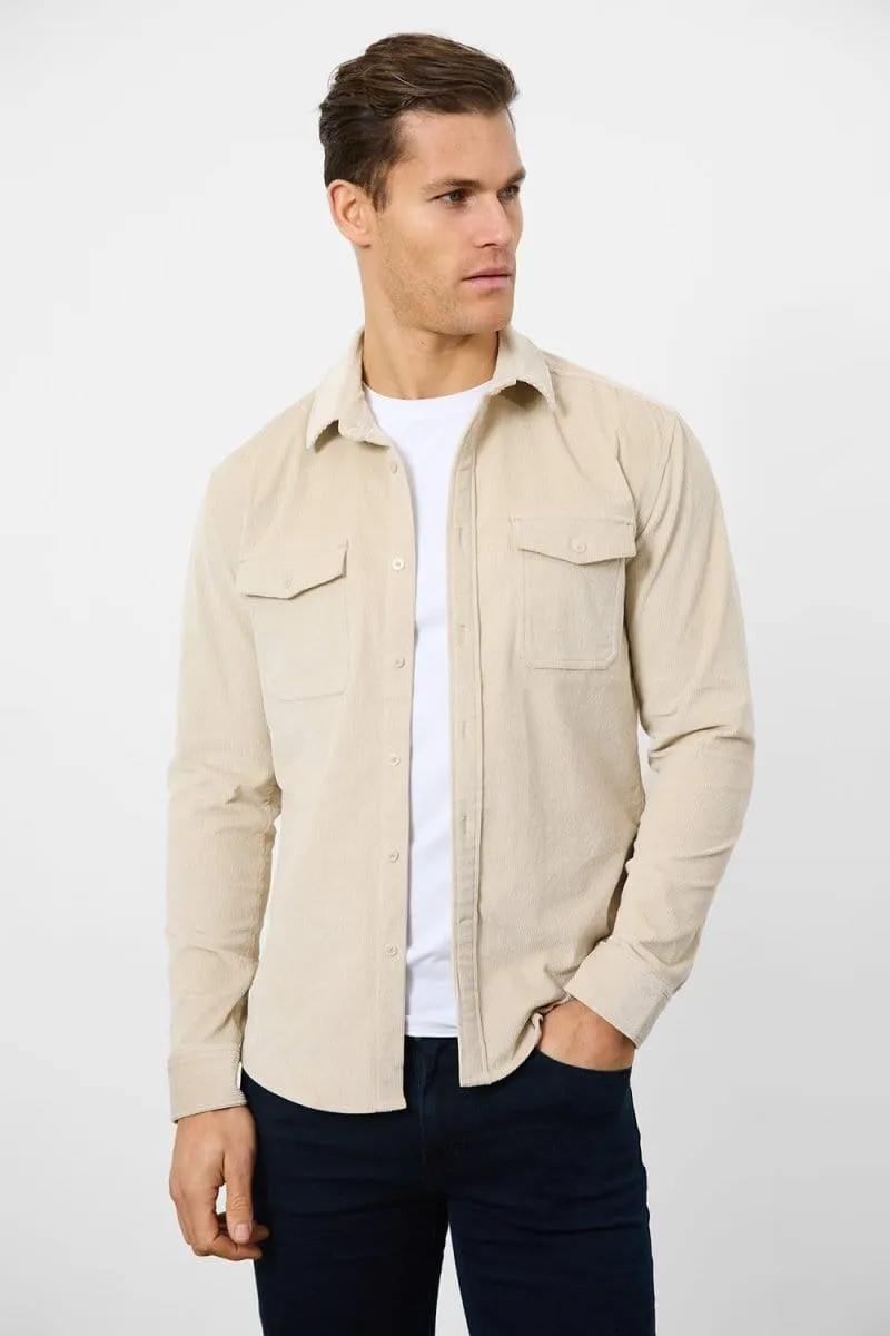 Cord Overshirt in Winter White