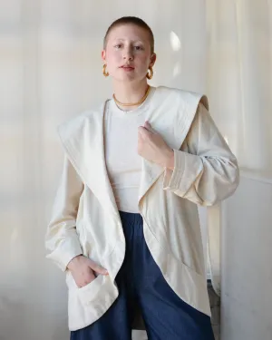 Curvy Oversized Collar Raw Silk Jacket