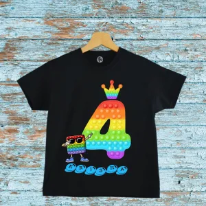 Custom Pop It Fourth Birthday T-Shirt