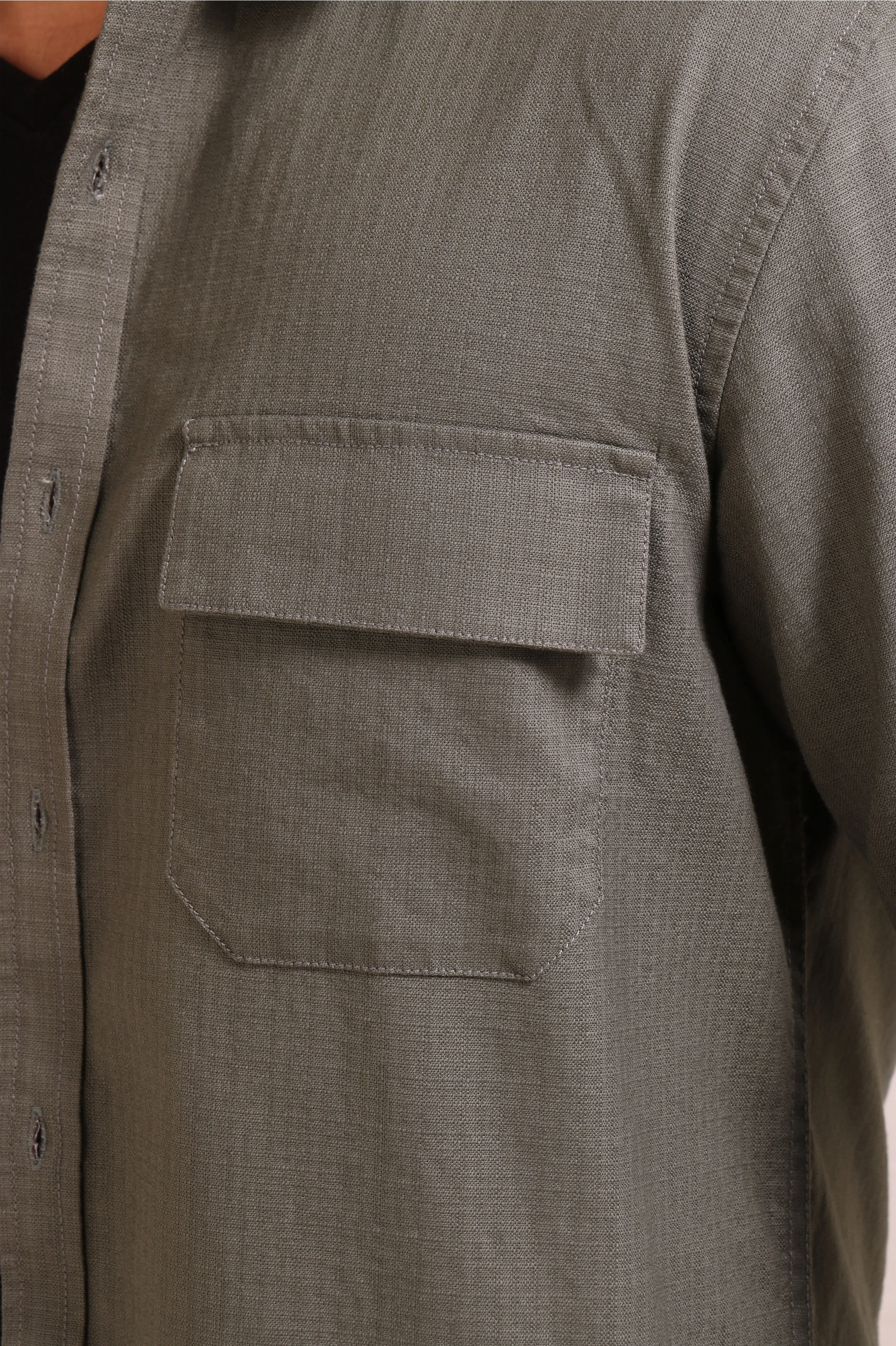DARK GREEN TEXTURED REGULAT FIT SHIRT/ OVERSHIRT