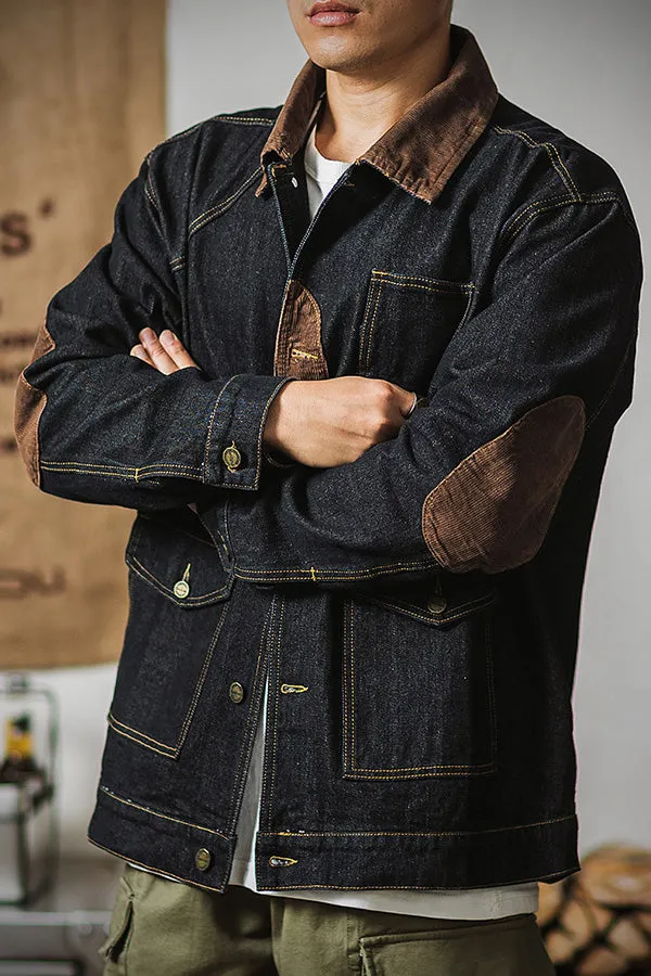 Denim workwear retro tough hunting jacket washed denim tough guy jacket