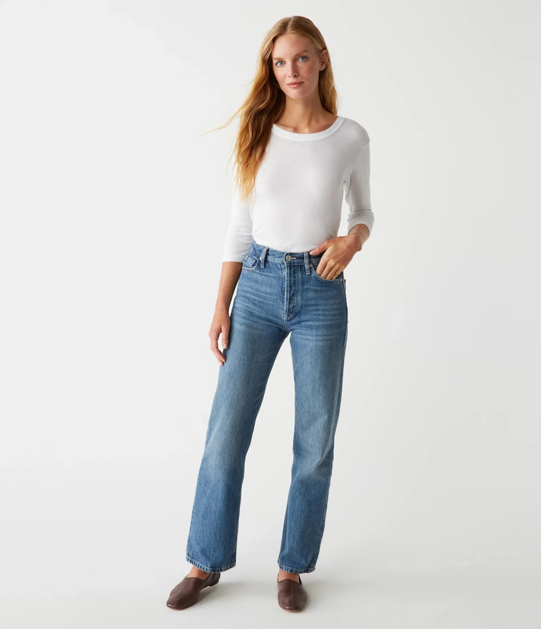 Dora 3/4 Sleeve Shine Tee