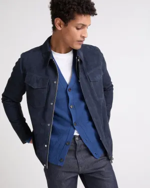 Double-sided velour leather jacket with nappa reverse