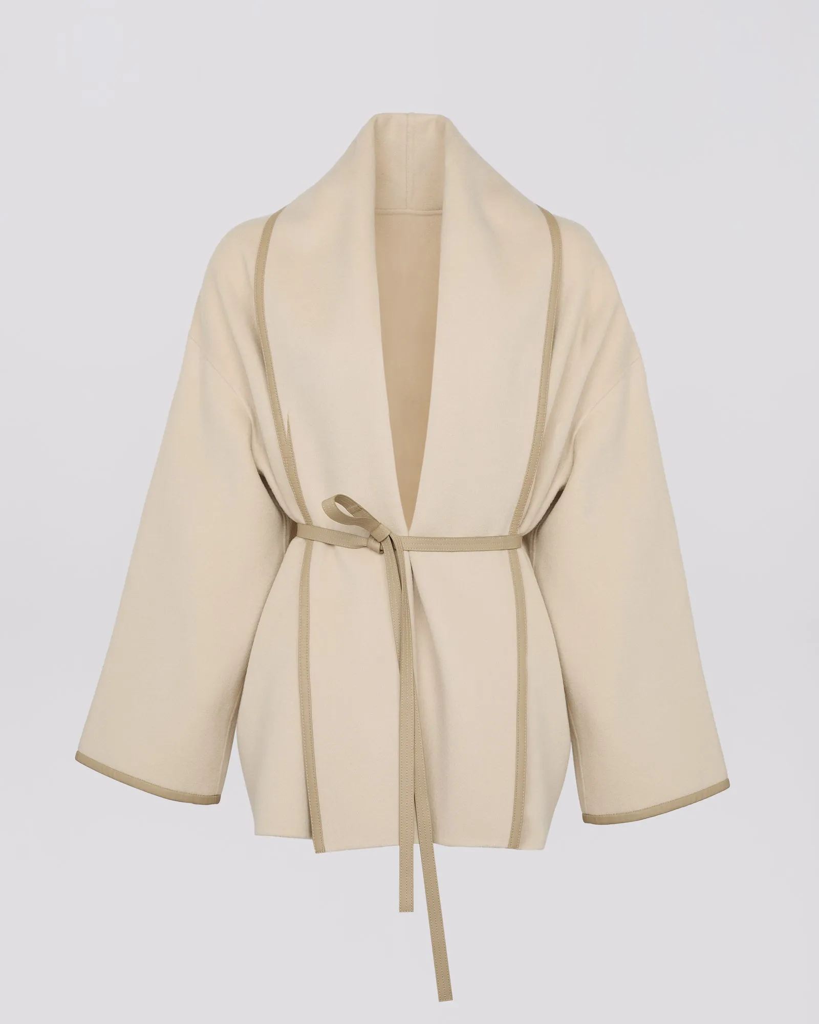 Double-sided wool-blend draped jacket