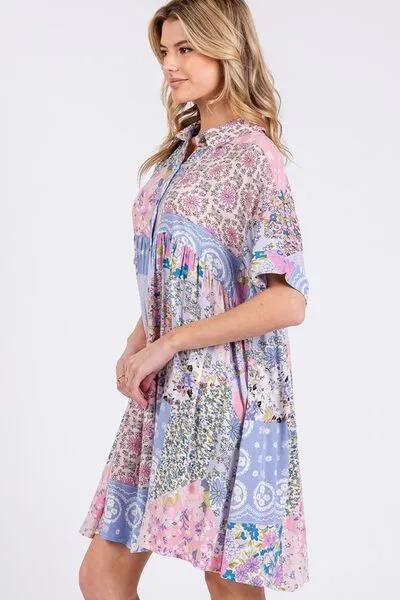 Dress Slay Repeat Floral Mini Shirt Dress
