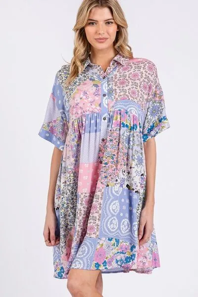 Dress Slay Repeat Floral Mini Shirt Dress