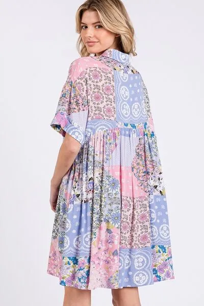 Dress Slay Repeat Floral Mini Shirt Dress