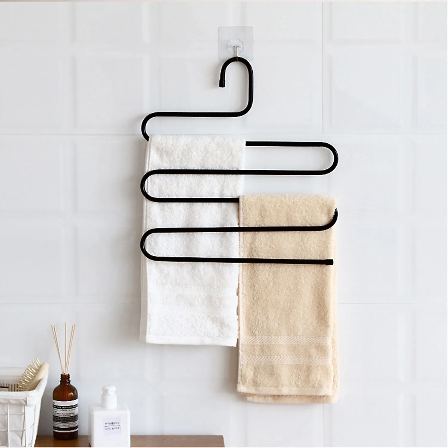 DS Pants Hanger Multi-layer S-style Jeans Trouser Hanger Closet Organize Storage Stainless Steel Rack Space Saver for Tie Scarf Shock Jeans Towel Clothes（4 Pack ）