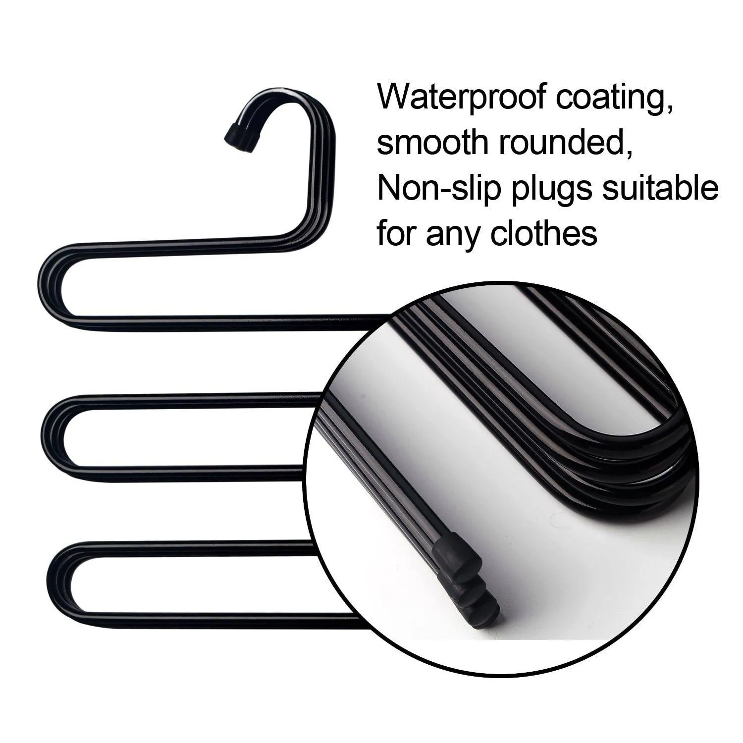 DS Pants Hanger Multi-layer S-style Jeans Trouser Hanger Closet Organize Storage Stainless Steel Rack Space Saver for Tie Scarf Shock Jeans Towel Clothes（4 Pack ）