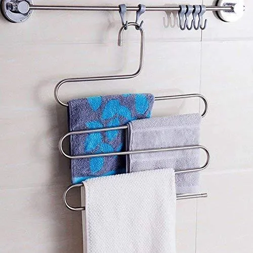 DS Pants Hangers S-Shape Trousers Hangers Stainless Steel Clothes Hangers Closet Space Saving for Pants Jeans Scarf Hanging Silver (4 Pack with 10 Clips)