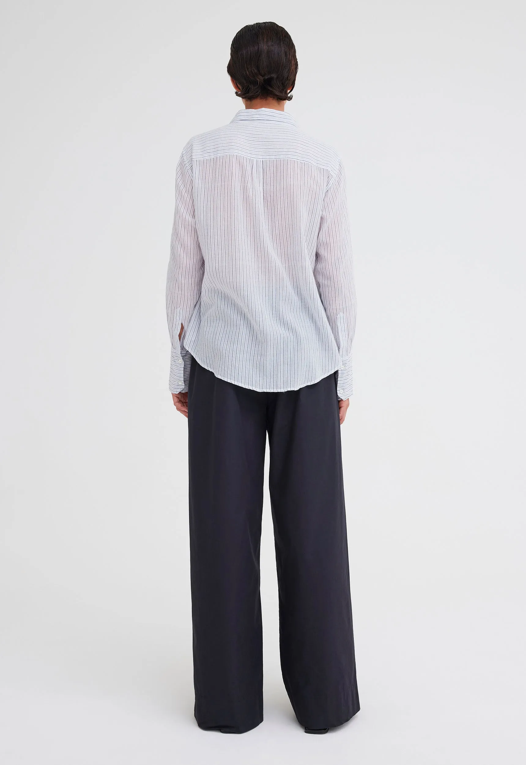 Dylan Cotton Shirt - Navy/Pale Blue Stripe