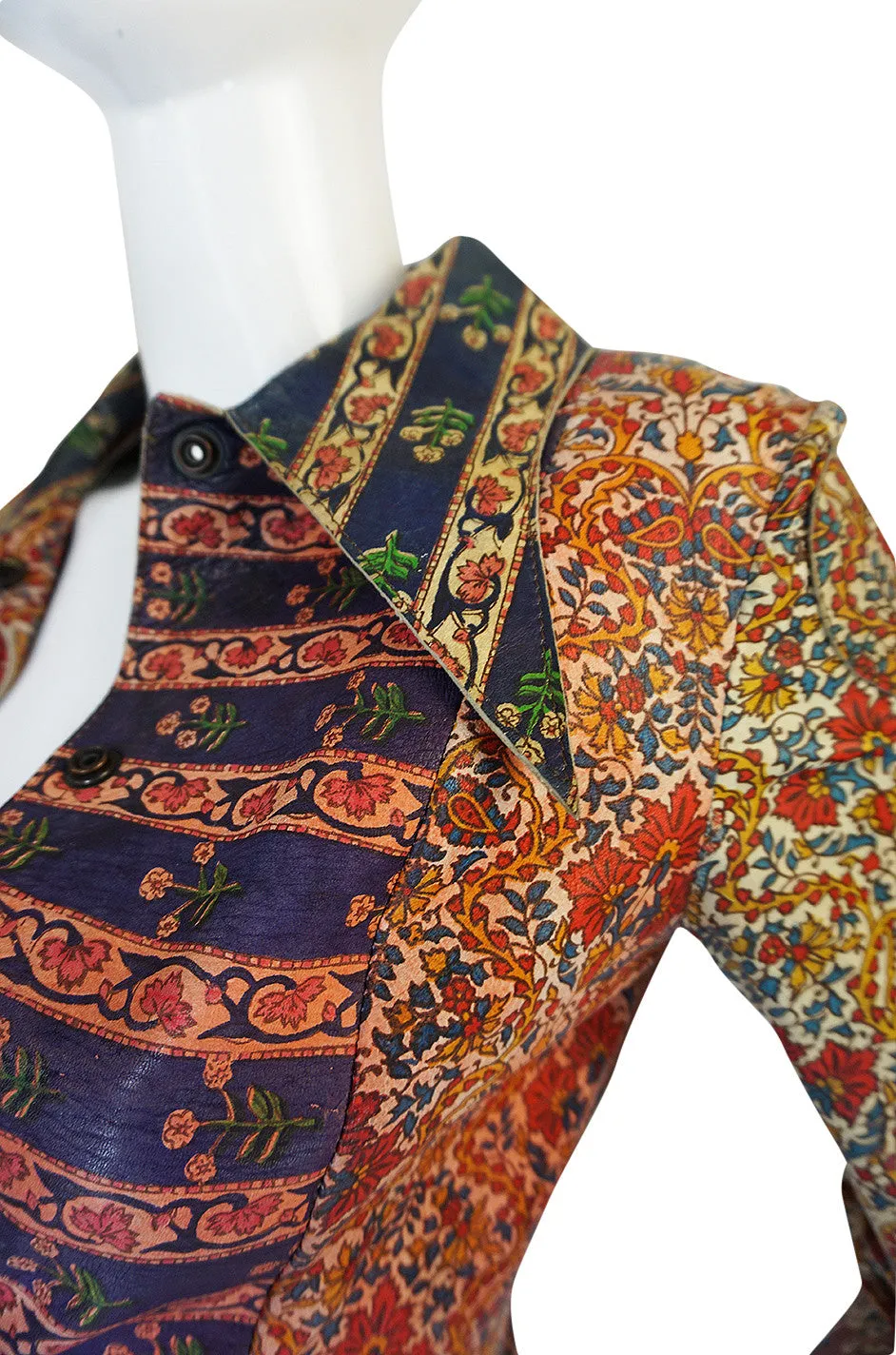 Early & Rare 1970s Roberto Cavalli Leather Print Jacket or Mini