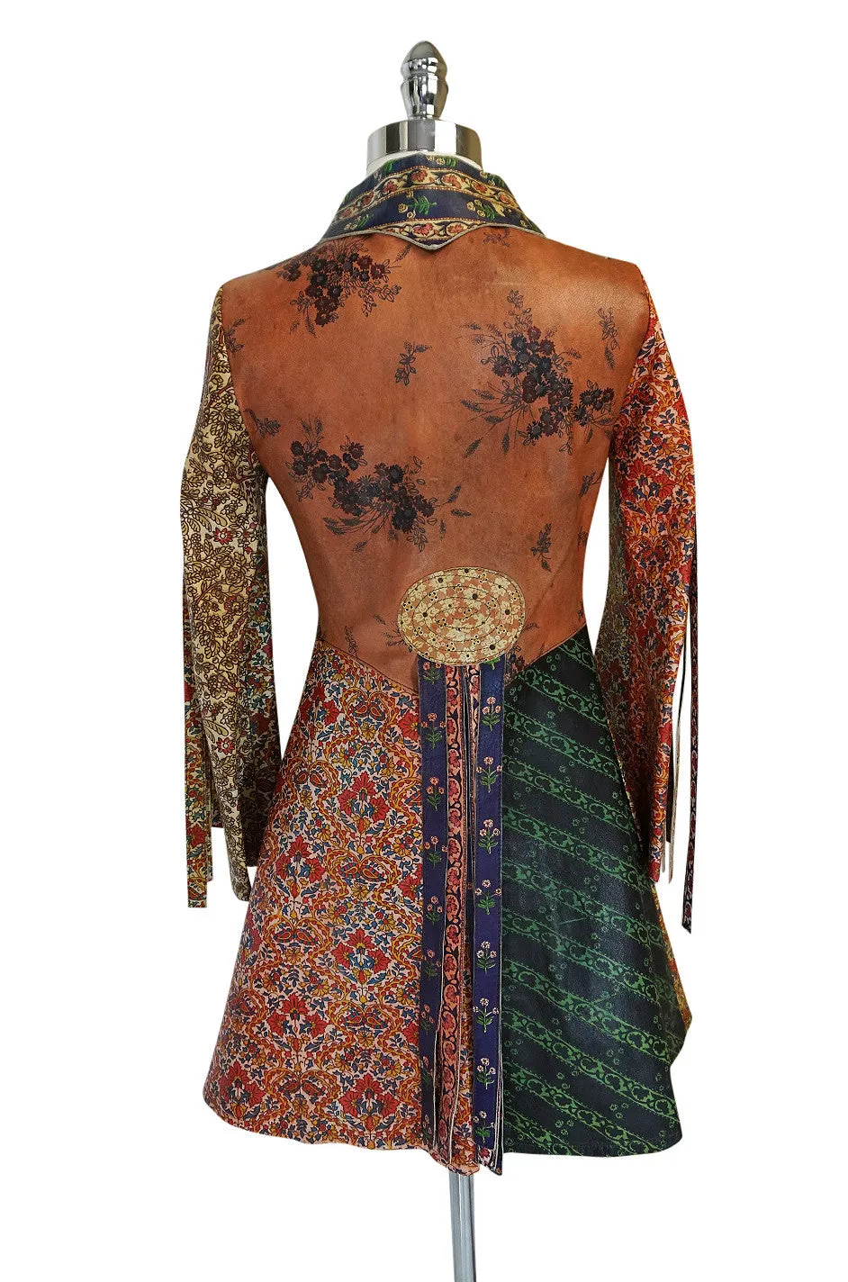 Early & Rare 1970s Roberto Cavalli Leather Print Jacket or Mini
