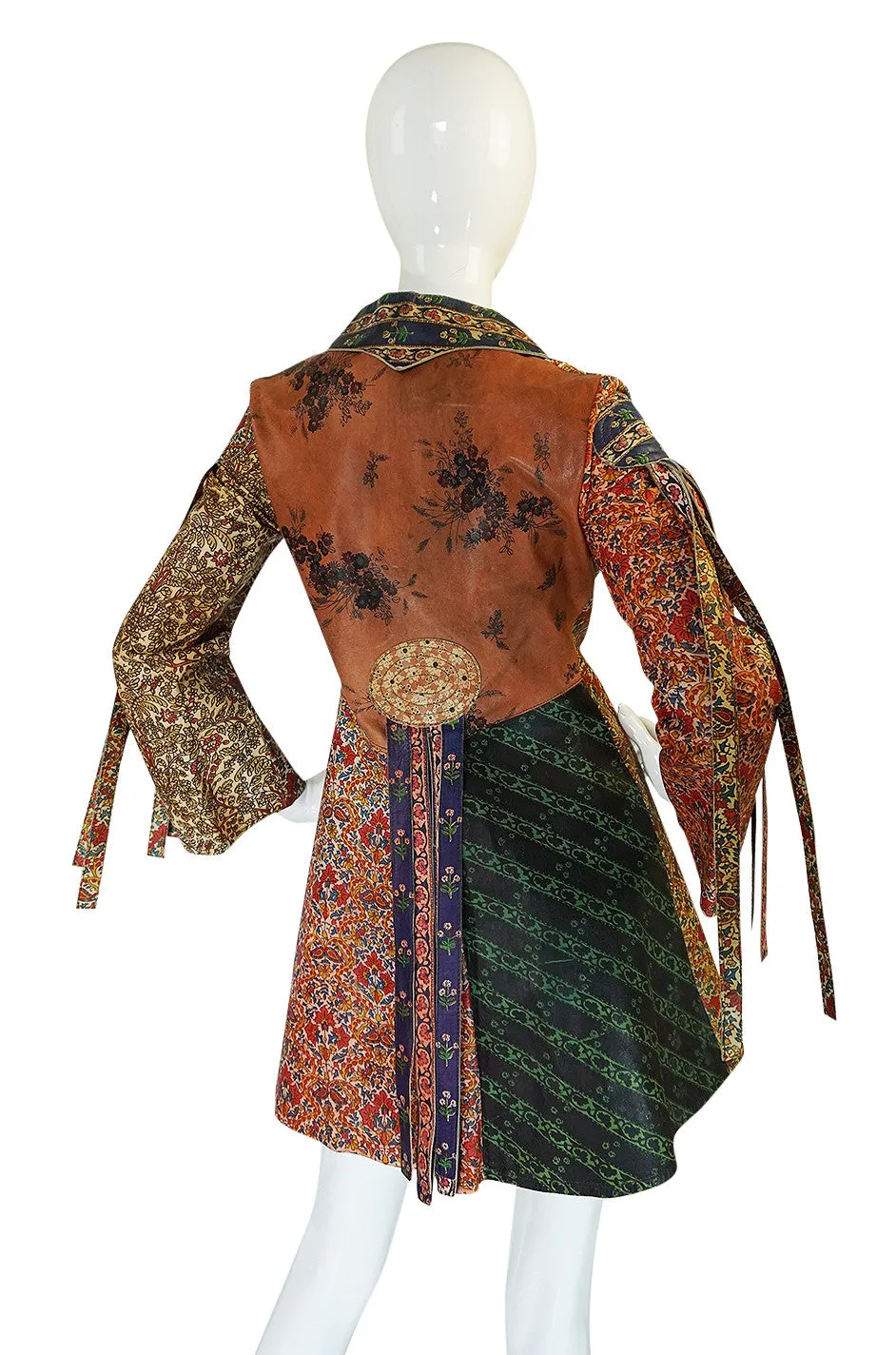Early & Rare 1970s Roberto Cavalli Leather Print Jacket or Mini
