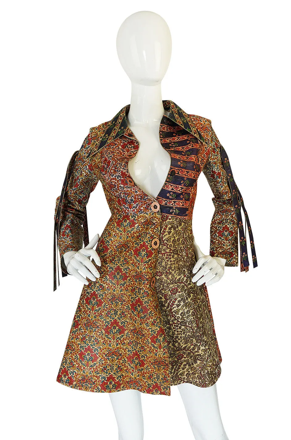 Early & Rare 1970s Roberto Cavalli Leather Print Jacket or Mini
