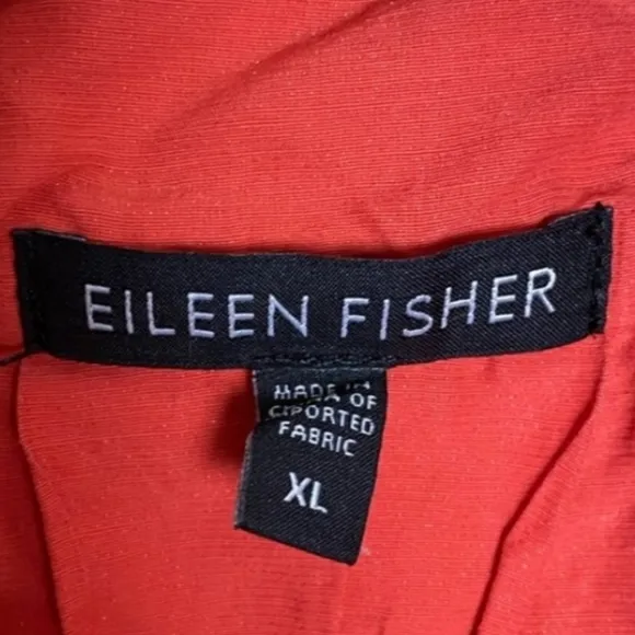 EILEEN FISHER Crumpled Light Weight Asymmetric Red Lory Moto with Hood