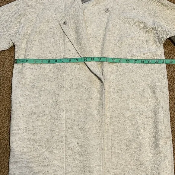 Eileen Fisher White Double-Knit Jacquard Kimono Jacket Stand Collar size Small