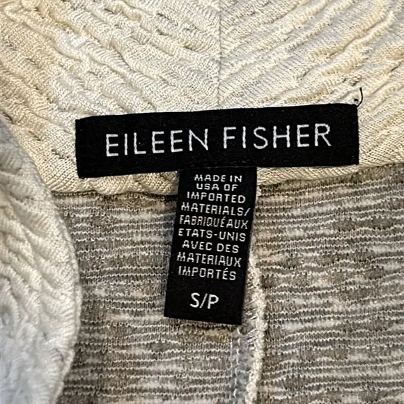 Eileen Fisher White Double-Knit Jacquard Kimono Jacket Stand Collar size Small