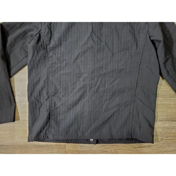 Eileen Fisher Women's LARGE Jacket Full Zip Up Mandarin Black Unlined USA Made