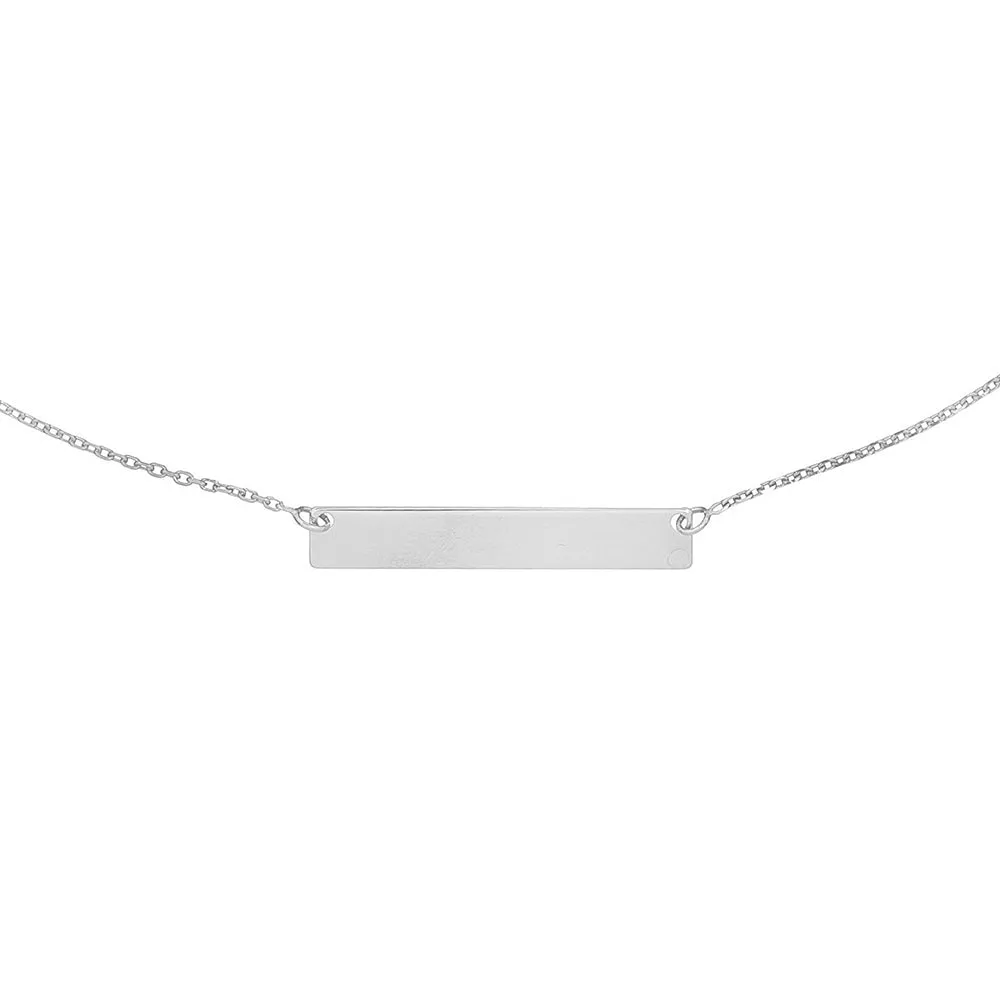 Engraved Thin Bar Necklace 14K
