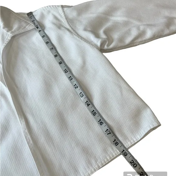 Escada White waffle cotton cropped 3/4 length sleeve collared jacket size 38