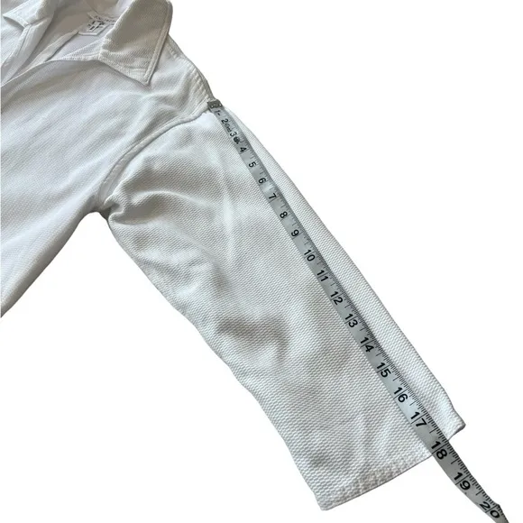 Escada White waffle cotton cropped 3/4 length sleeve collared jacket size 38