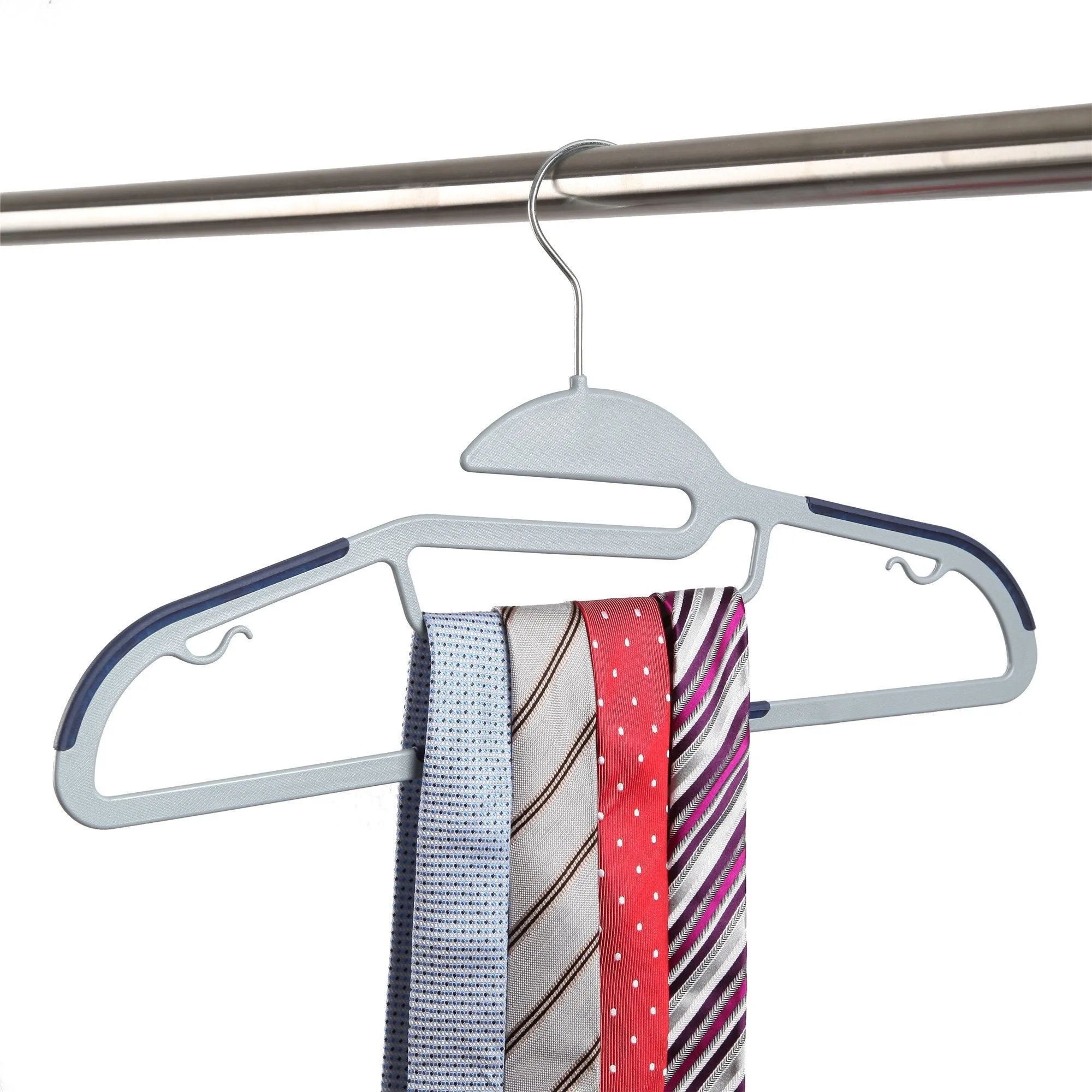 Finnhomy Heavy Duty 50 Pack Plastic Hangers, Durable Clothes Hangers with Non-Slip Pads, Space Saving Easy Slide Organizer for Bedroom Closet, Great for Shirts, Pants, Scarves, Strong Enough for Coat