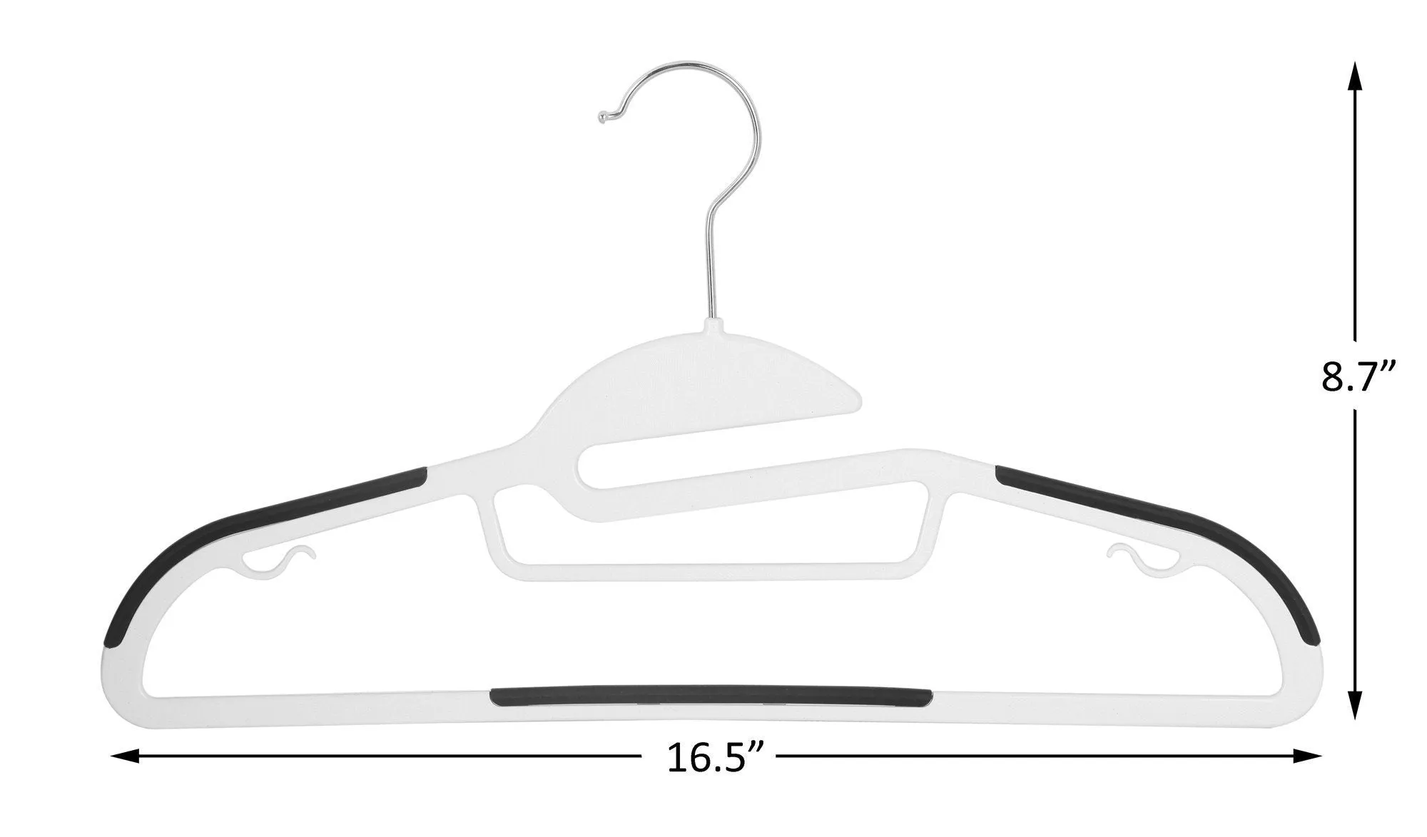 Finnhomy Heavy Duty 50 Pack Plastic Hangers, Durable Clothes Hangers with Non-Slip Pads, Space Saving Easy Slide Organizer for Bedroom Closet, Great for Shirts, Pants,White
