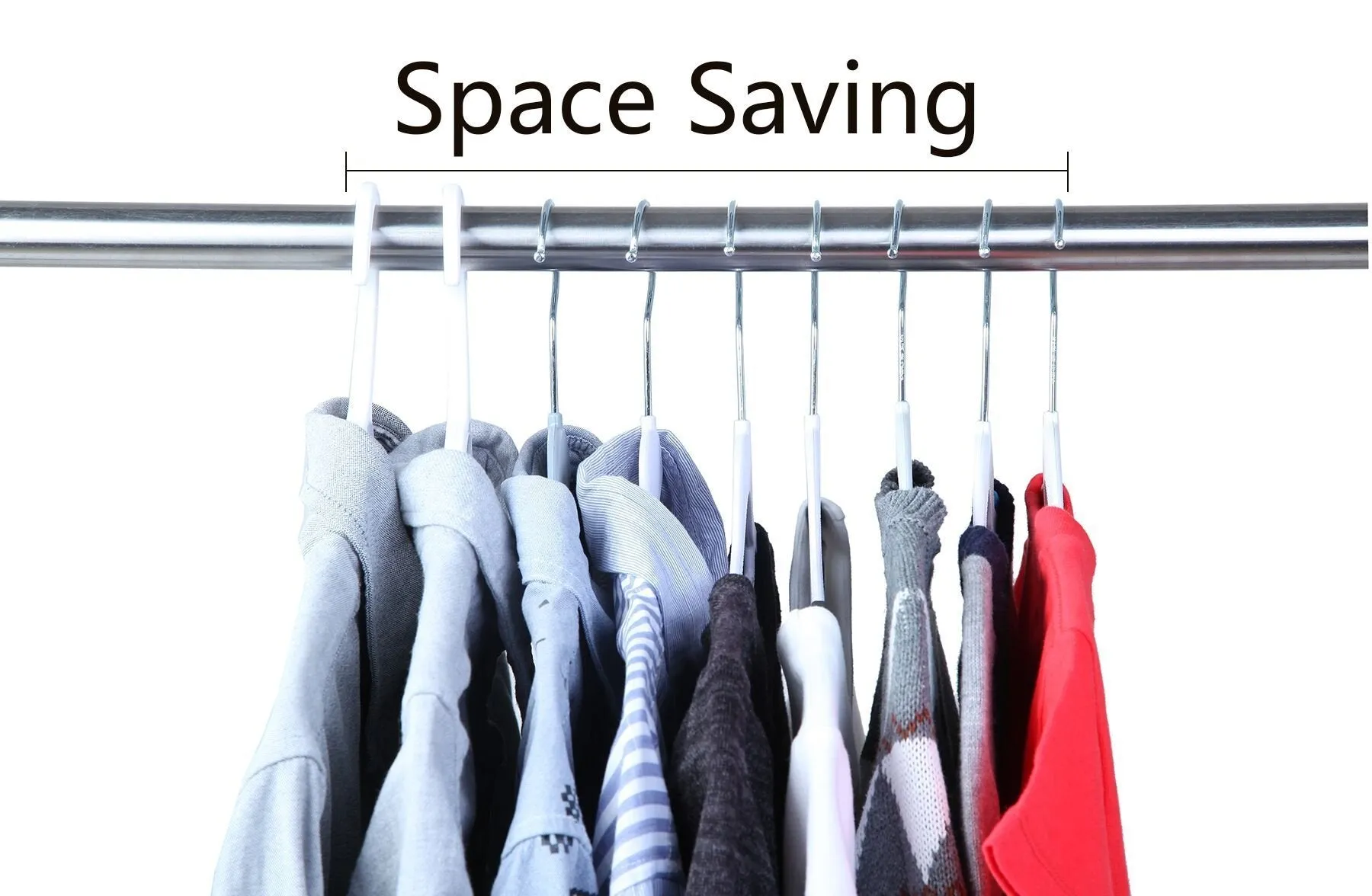 Finnhomy Heavy Duty 50 Pack Plastic Hangers, Durable Clothes Hangers with Non-Slip Pads, Space Saving Easy Slide Organizer for Bedroom Closet, Great for Shirts, Pants,White