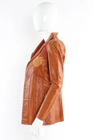 Floral Appliqué Leather Jacket