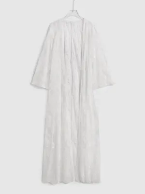 Floral Lace Sheer Mesh Open Front Cover Up