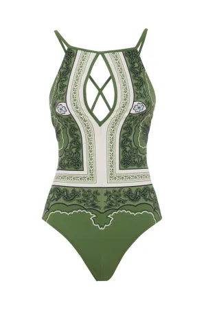 Fonda Swimsuit | Mirage Placée Green in Supreme Lycra