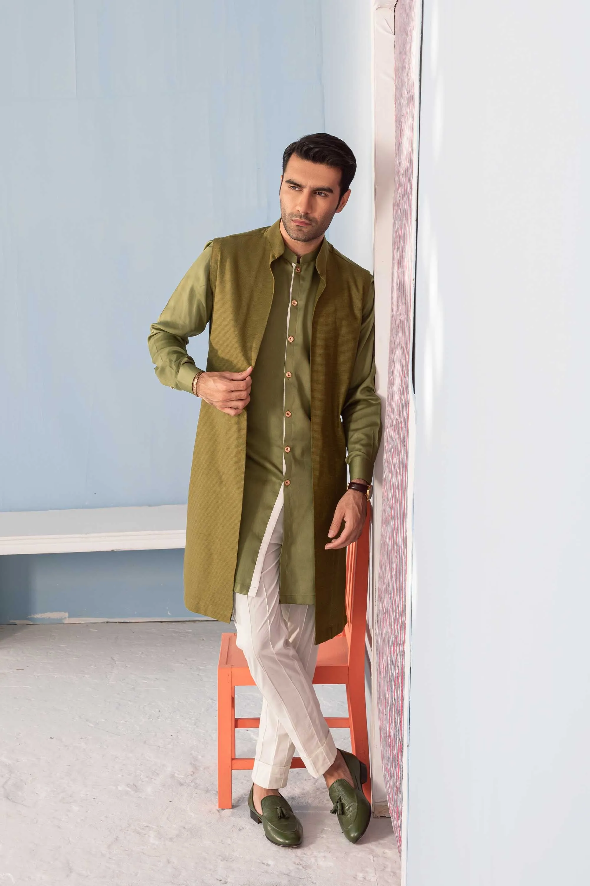 Forest Green Layered Kurta Set