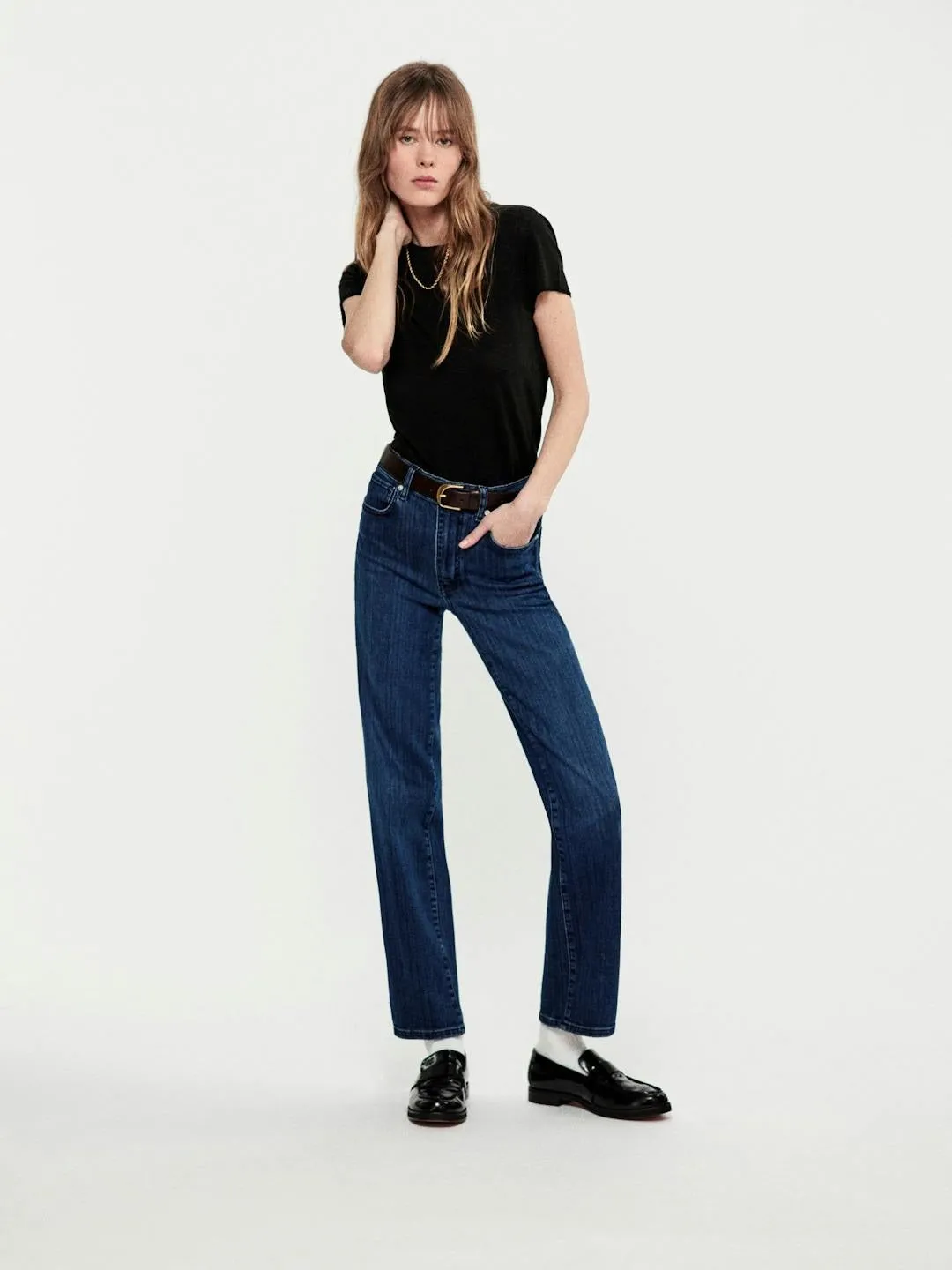 Frame Le Sleek Straight Denim Jeans in Thunderstorm