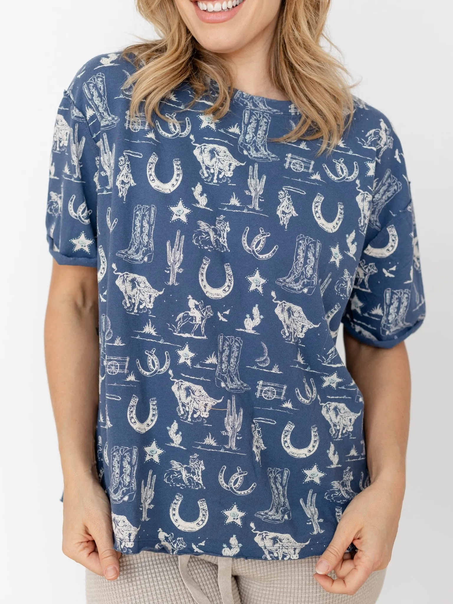 Free People Painted Floral Tee