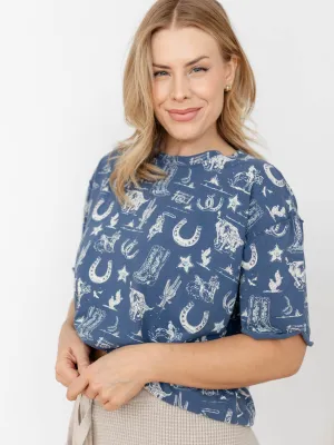 Free People Painted Floral Tee