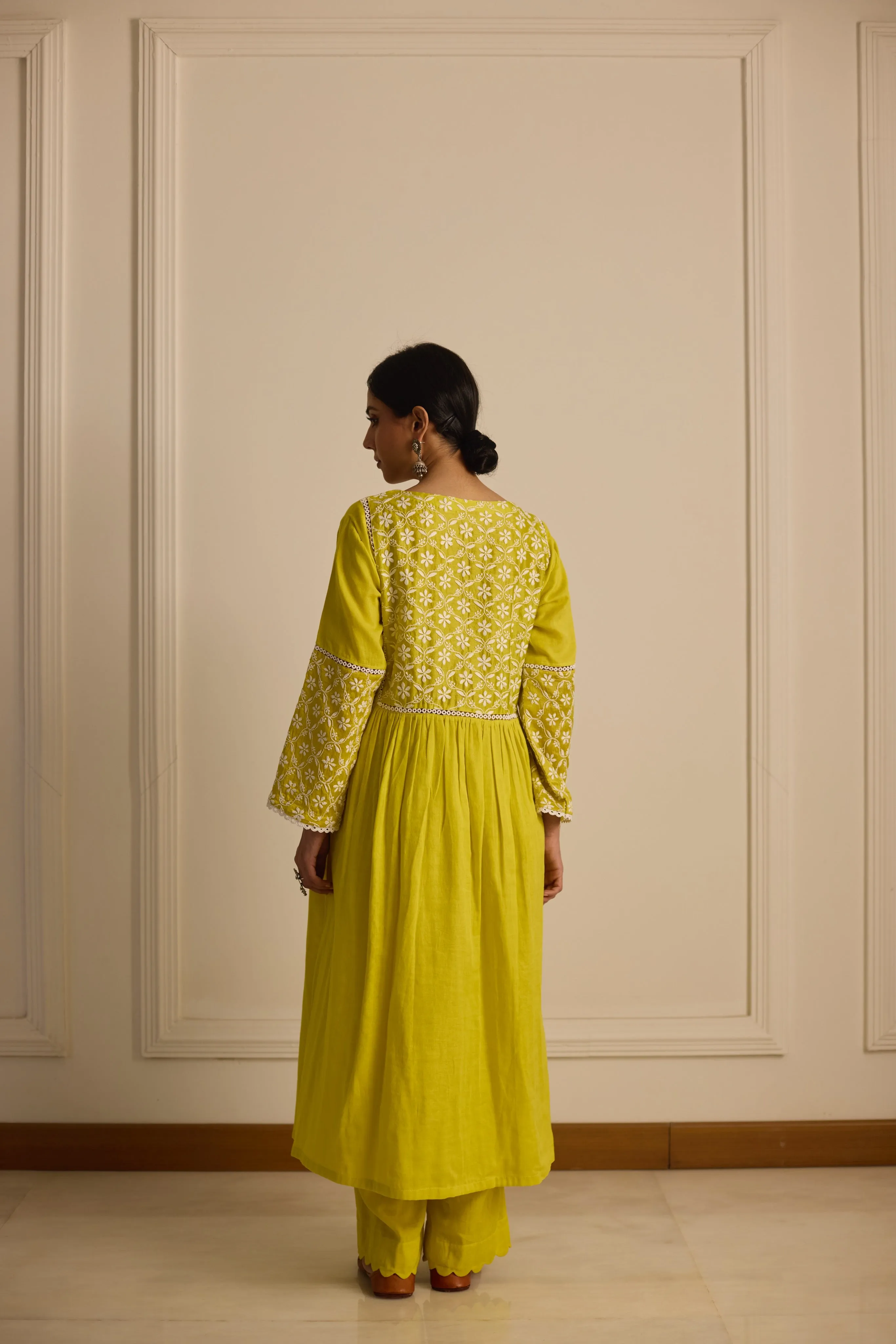 FRONT AND BACK YOKE KURTA - YELLOW CO-ORD SET (2PC SET)