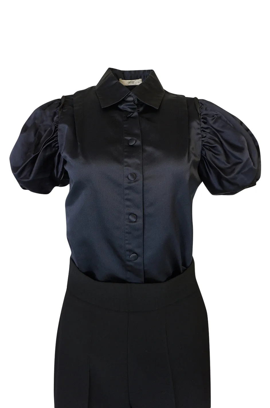 F/W 2002 Prada Runway Look 19 Navy Top & Black Pants Set