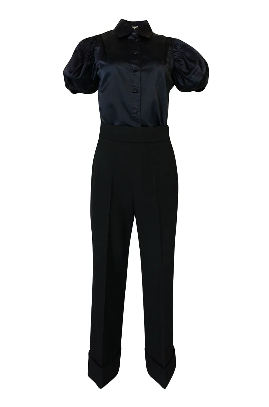 F/W 2002 Prada Runway Look 19 Navy Top & Black Pants Set