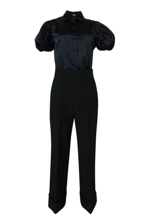 F/W 2002 Prada Runway Look 19 Navy Top & Black Pants Set