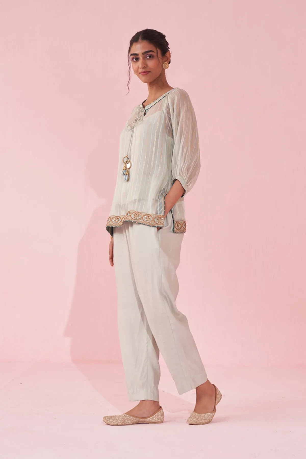 GAJARA PALE BLUE SHIRT PANT SET