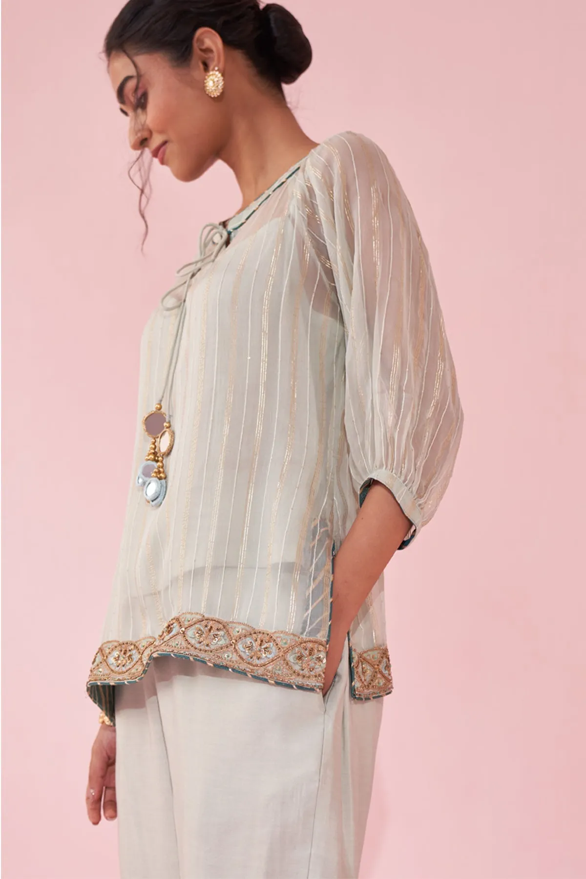 GAJARA PALE BLUE SHIRT PANT SET
