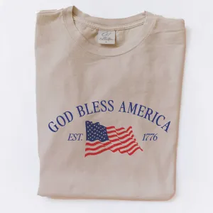 GOD BLESS AMERICA Mineral Graphic Top