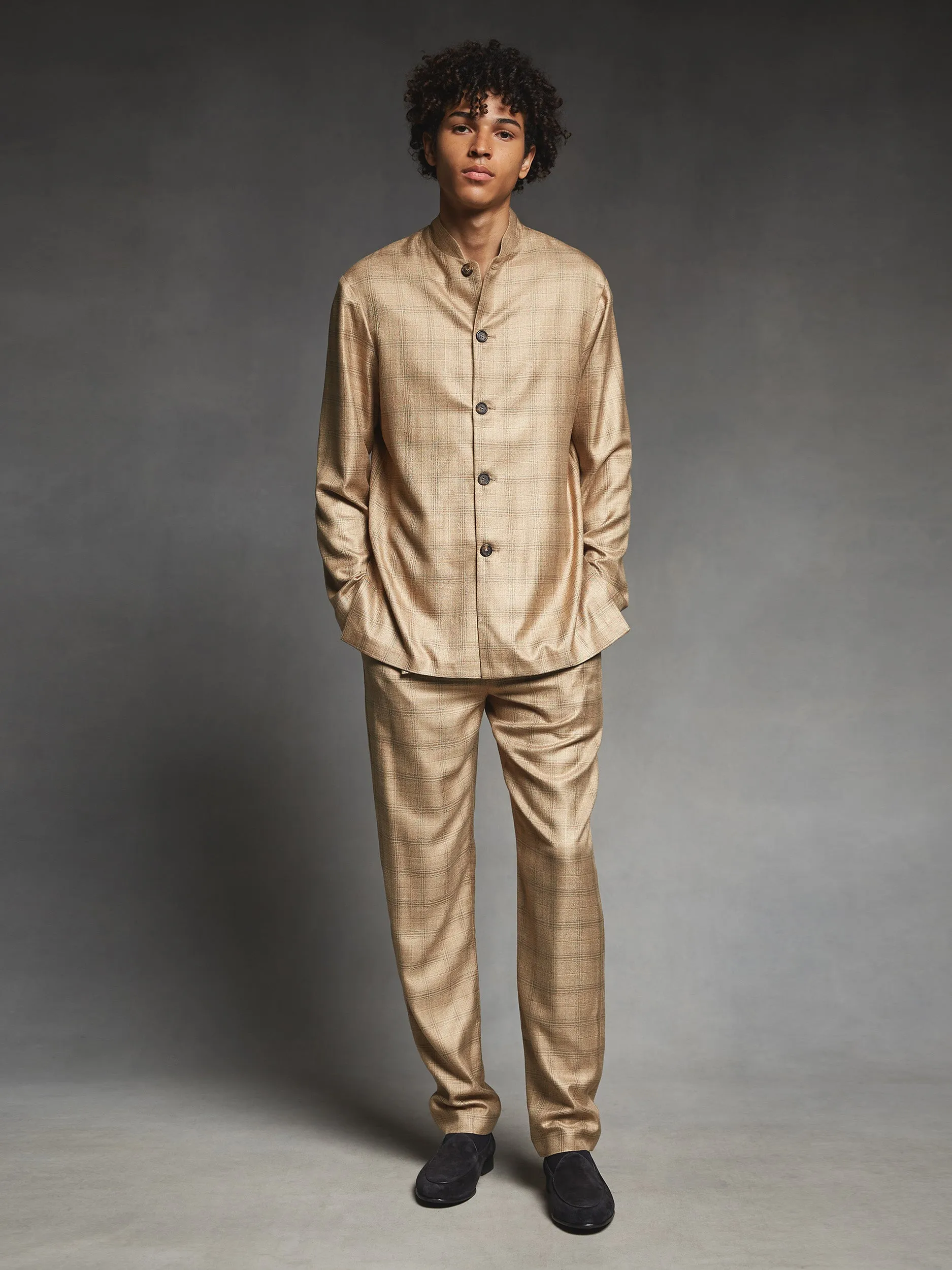 Gold Check Bamboo Nehru Jacket