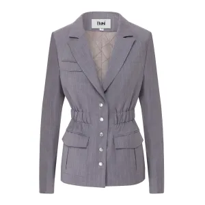 Gray Striped Wool Jacket  (Try-on)