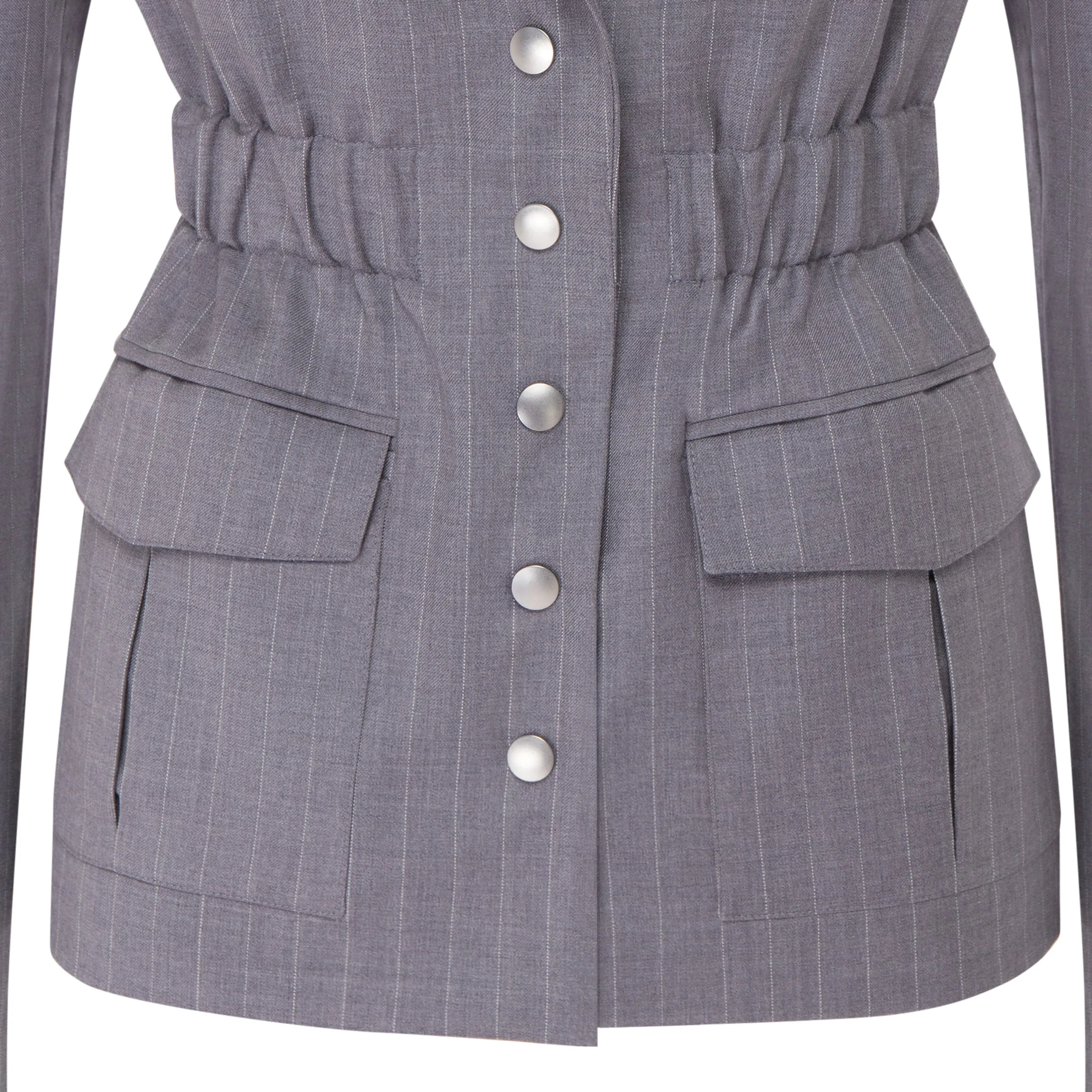 Gray Striped Wool Jacket