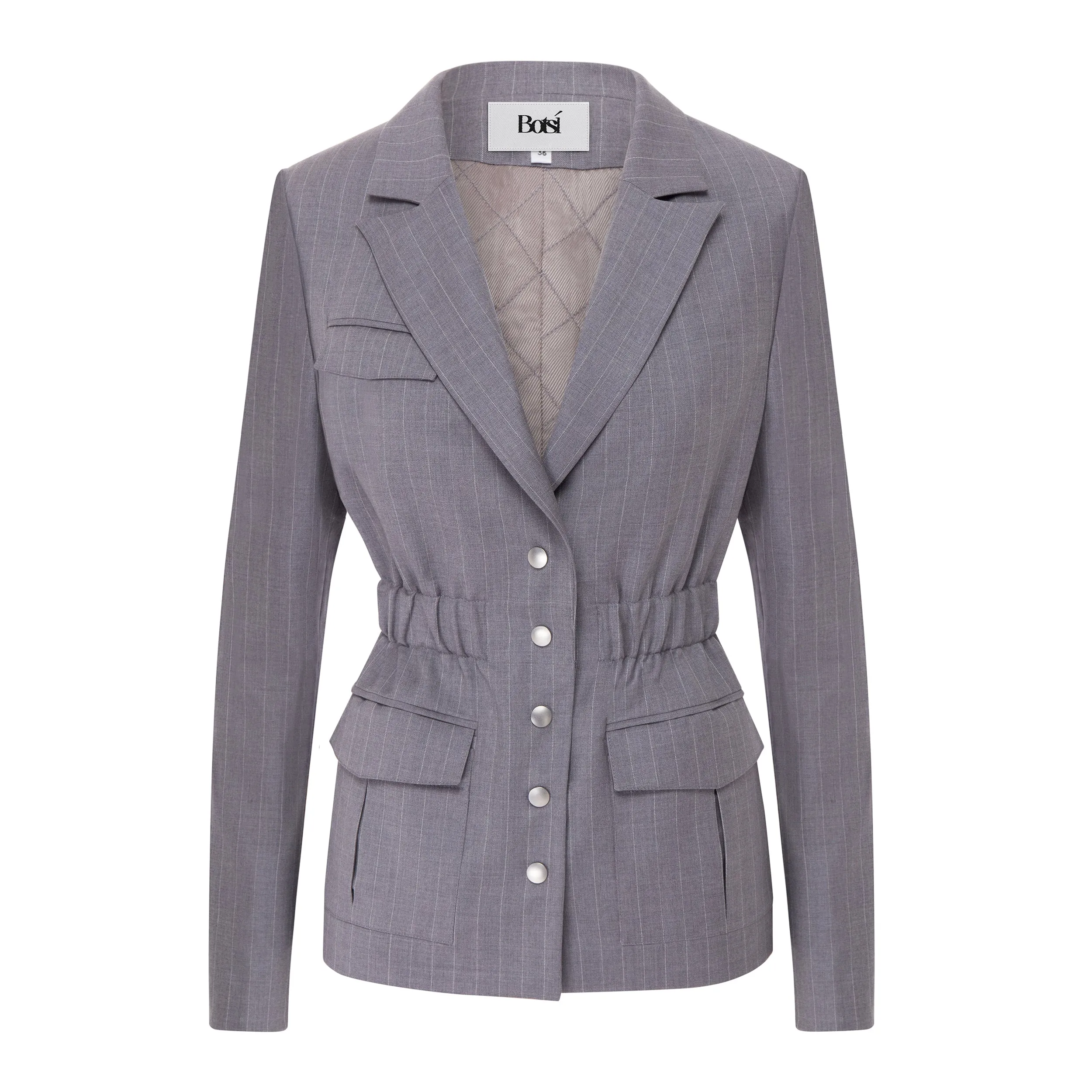Gray Striped Wool Jacket