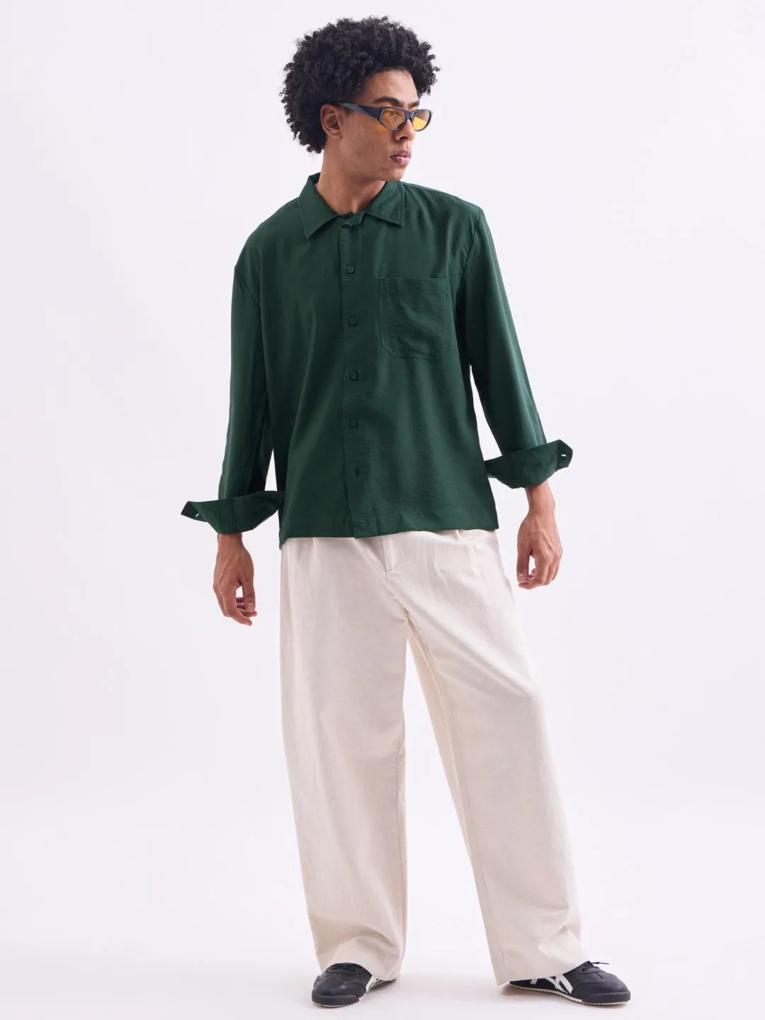 Green Plain Summer Overshirt